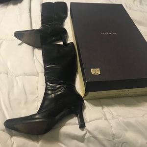 ANN TAYLOR KNEE HIGH BLACK LEATHER LADIES- Sz 6.5